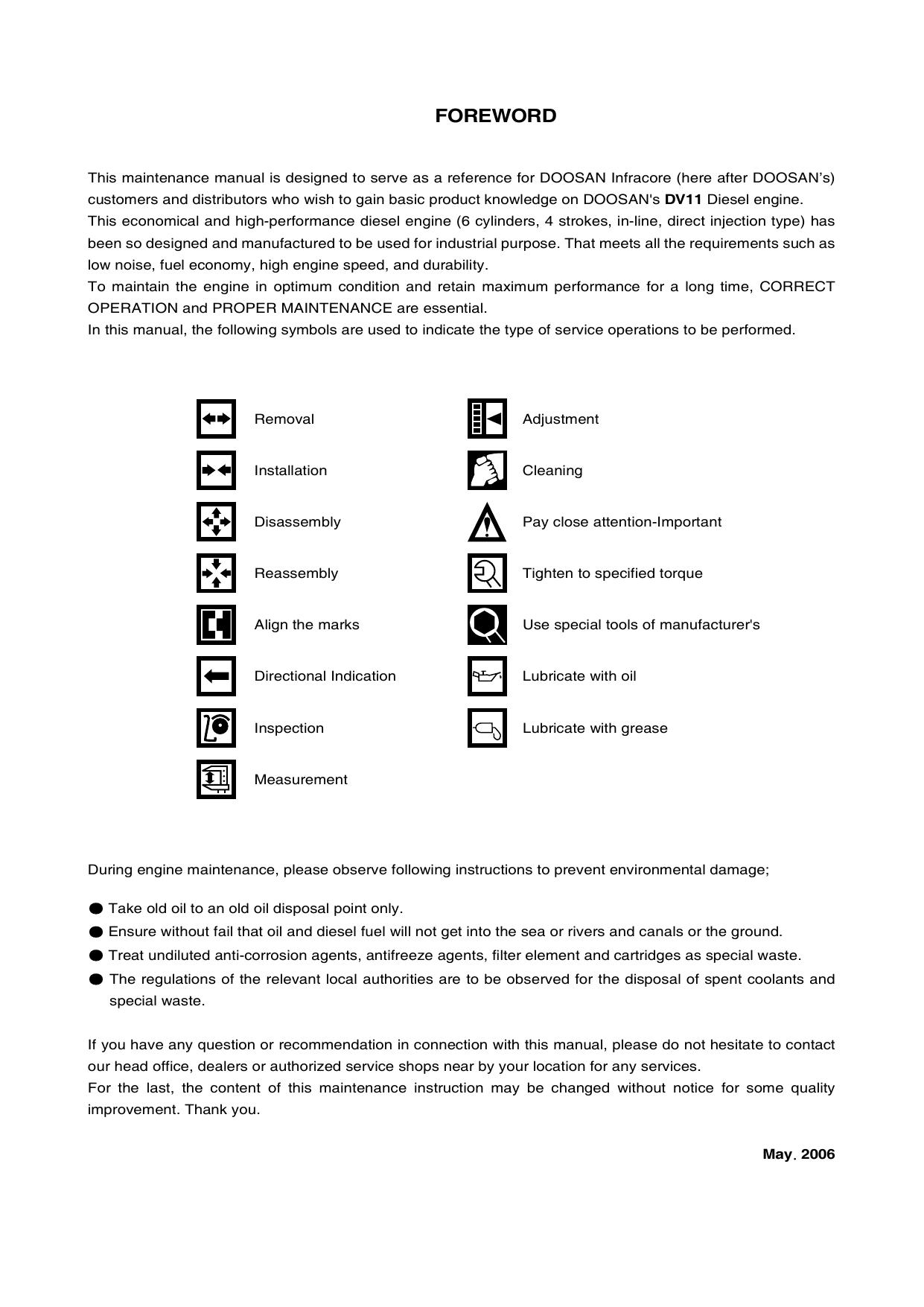 DV11 Engine Service Manual Daewoo Doosan